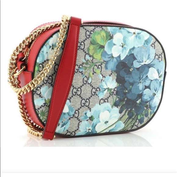 Gucci Chain Crossbody Bag Blooms Print GG Coated Canvas Mini - Picture 2 of 5